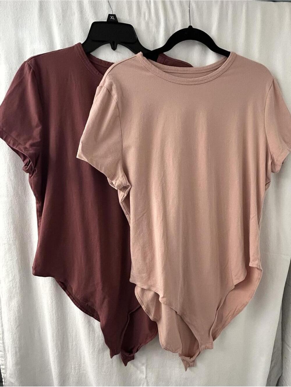 Amazon Essentials Bodysuit Lot 2 XXL Pink Burgundy Short Sleeve